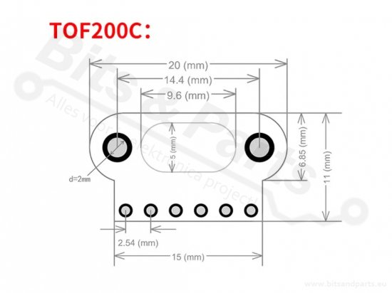 Afstandssensor Laser - Time of Flight - VL53L0/TOF200C - 200cm